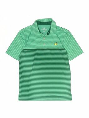 Masters Golf Tournament Performance Tech Polo Shirt Boys Small Green Stripe yell